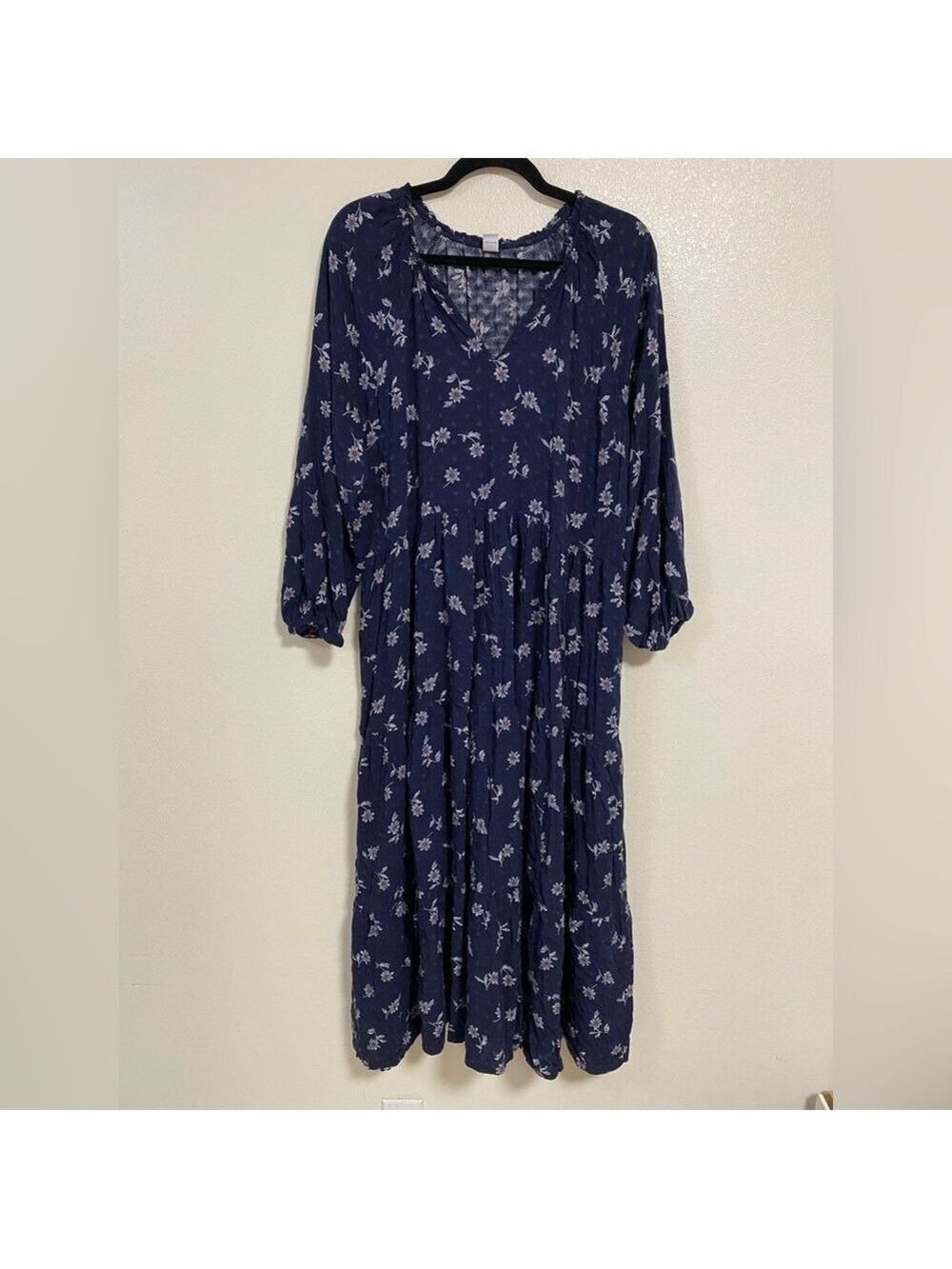Old Navy Dress Women’s Size XL Navy Floral Print Boho MIDI summer dress
